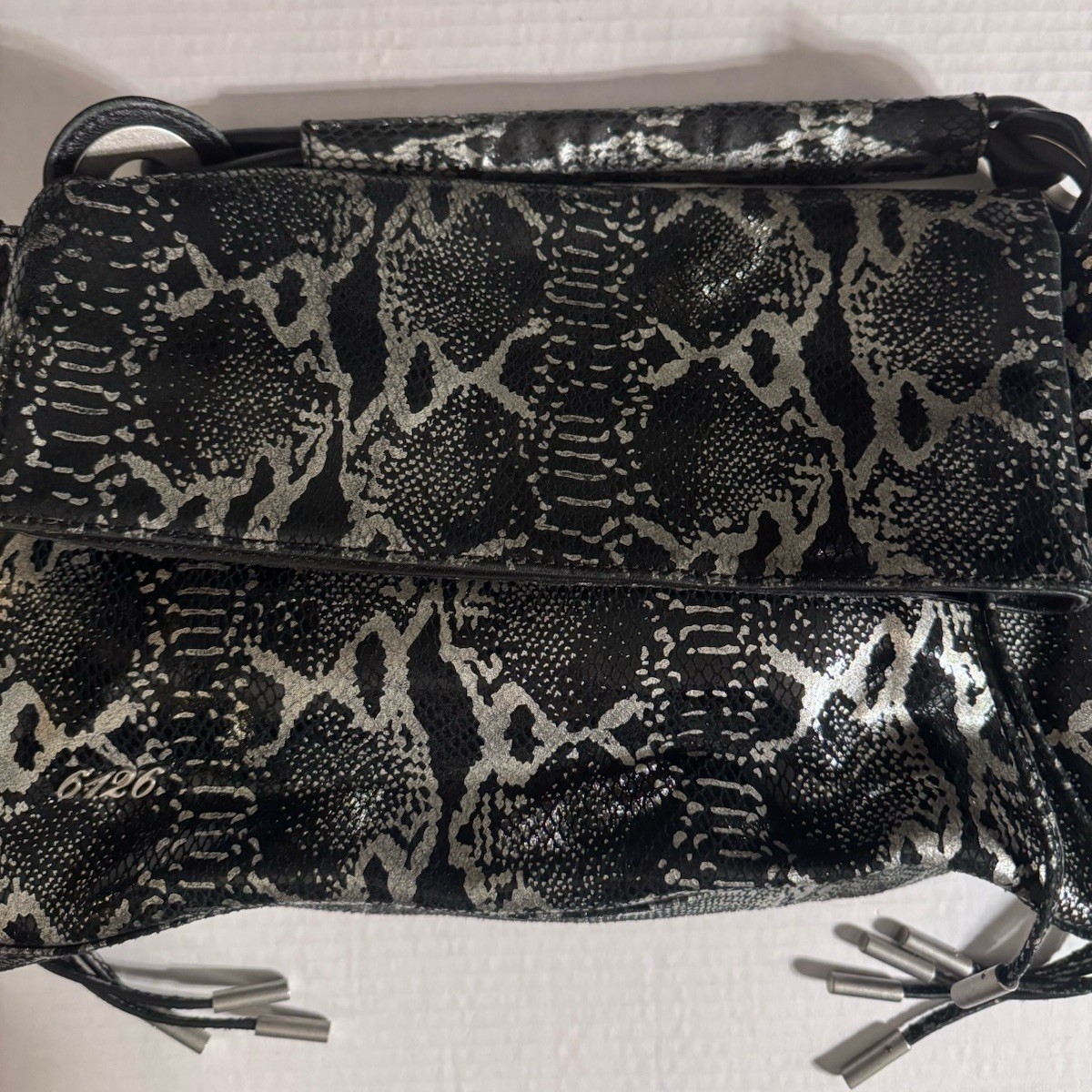 Lindsay Lohan 6126 Tempest Python Fold Over Clutc… - image 9