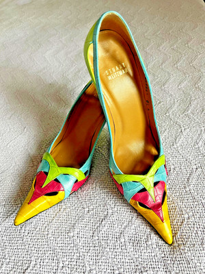 Vintage Stuart Weitzman Colorblock Heels,Size 8.5, Vibrant, Rare, Bold,Colorful