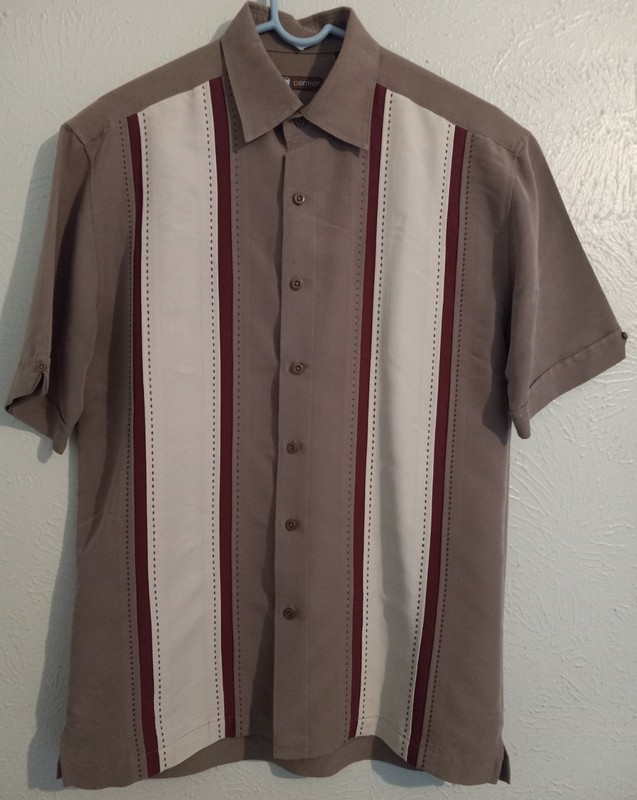 Centro Men Sz Small Button Front Charlie Sheen Style Bowling Panel Shirt Camisa