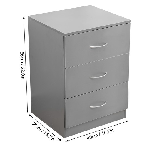 Mesa de noche moderna con tablero de partículas de 3 cajones para dormitorio - Imagen 10 de 23