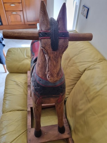 Cavallo a dondolo in legno massiccio Lavorato A Mano 14 Kg Misure HLP 100x100x60 - Foto 3 di 12