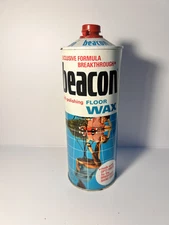 Rare Vintage FULL Can of BEACON Self Polishing Floor Wax 1 Pint 11 Fl Oz, b3159