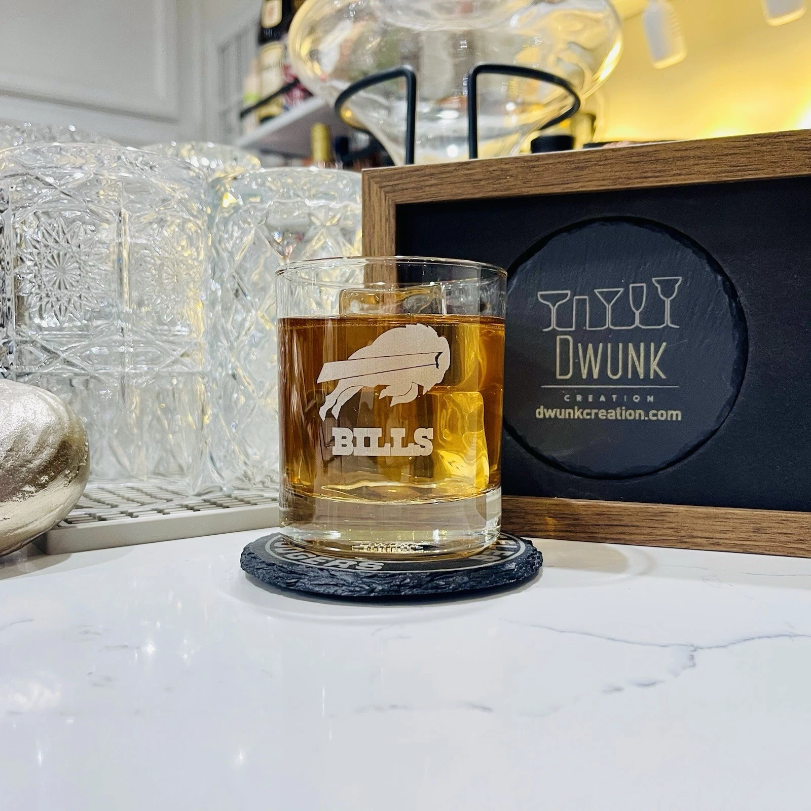 Custom Engraved Buffalo Bills Rocks Glass