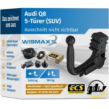 ANHÄNGERKUPPLUNG für Audi Q8 ab 18 vert. abnehmbar GDW +7pol E-Satz ECS