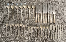 1946 National Silver Company Silverplate Silverware, Cavalcade pattern Lot Of 36