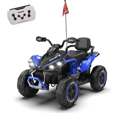 24V Kids Electric ATV Ride On Car W/Remote,LED,Battery Power Wheels Toys,Blue