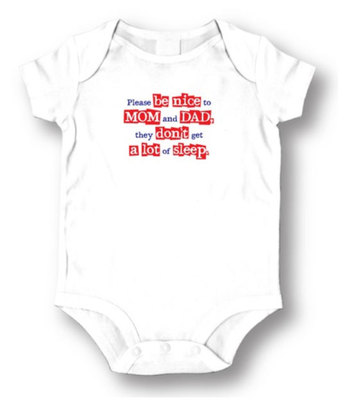 Attitude Rompers ''Please Be Nice'' Short Sleeve Cotton Baby Romper, White LI6003
