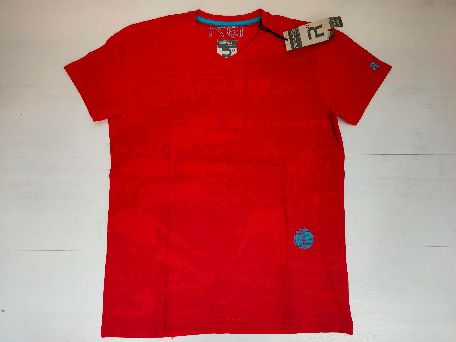 6435 Macron Men's Football Theme Short Sleeve T-Shirt Leisure Fitness