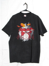 90s Vintage Jerzees Red Drumset Black Short Sleeve T-Shirt Made in the USA