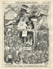 Rare 1892 British Cartoon - "PARLIAMENTARY ARTIST'S DREAM" Harry Furniss PUPPET