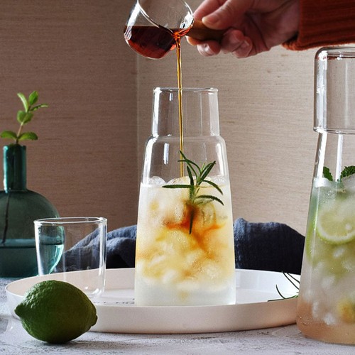 Glass Ice Teapot Clear Water Carafe Jug Household Bedside with Lid - Picture 6 of 12