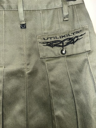 Utilikilts Size 33 Army Green Heavy Duty Kilt With Embroidery - Picture 11 of 17