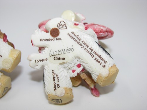 Enesco Marys Moo Moos 1995 Winged Cupid Figurine Lot I Love You Dairy Much - Picture 10 of 10