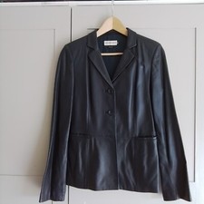 Emporio Armani Navy Blue Black Leather Jacket. Uk Size 8