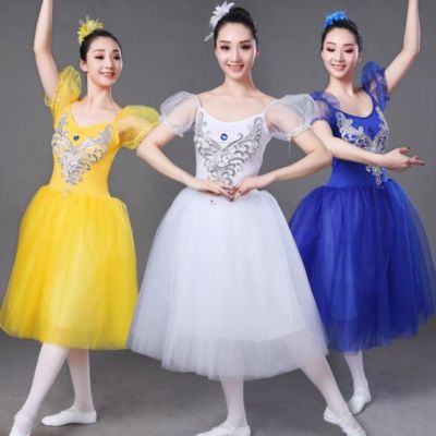 Elegant Damen Mädchen Ballett Tanzen Kleid Puffärmel Swan Tutu Ballsaal