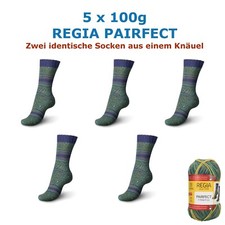 5 x 100g REGIA Pairfect Wollpaket Sockenwolle 4-fädig Fb7121 lagune  (50€/kg