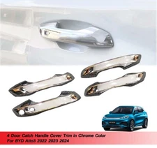 Chrome Color 4 Door Catch Handle Cover Trim For BYD Atto3 2022 2023 2024 