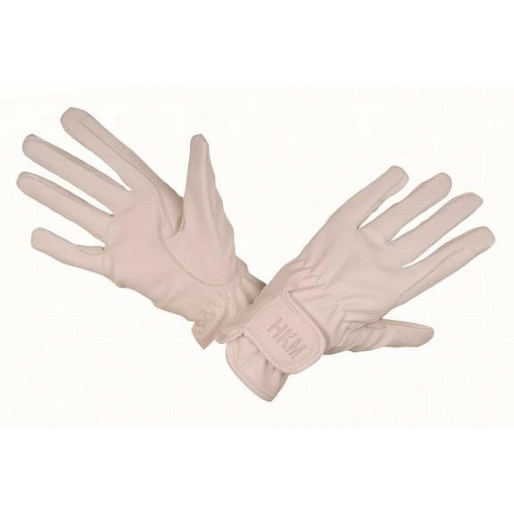 HKM Supreme Grip Riding Gloves   White   Size Large