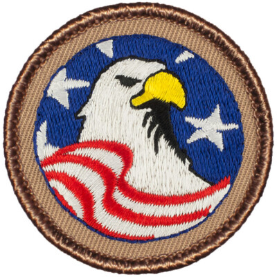 Patriotic Eagle Patrol Patch - 2'' Round Embroidered Patch