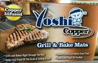 Yoshi 2 Pack Copper Infused Grill & Bake Mats Reusable 21HG001