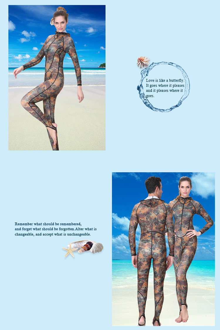 DIVE&SAIL Camouflage Surf Freedive Full Wetsuit Diving Skin Swimsuit Rashguard