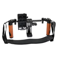 CAMVATE 5" 7" LCD On-Camera Monitor Cage+Neck Strap+V-lock Power Supply Splitter
