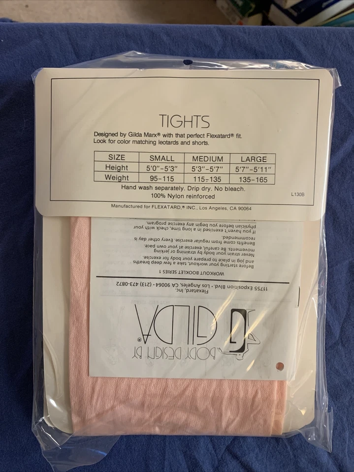 Vintage 1980s NOS Gilda Marx Flextard workout wear Tights stirrup Theater Pink L - Image 3 of 4