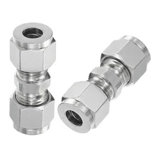 Compression Tube Fitting Union 5/16"IDx11/16"OD,2Pcs Straight Connect,Silver