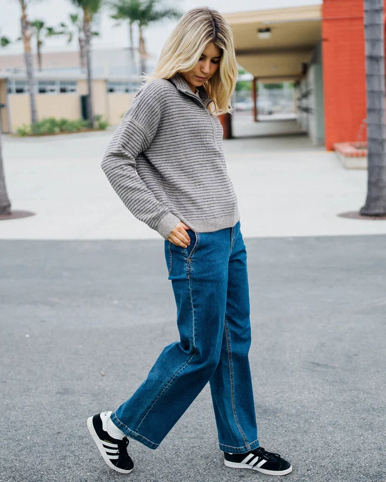 Volcom Sun of Sand Damen Half Zip Strick Pullover (grau) - Bild 4 von 4