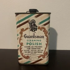 Vintage Pink White & Aqua Guardsman Cleaning Polish Can 