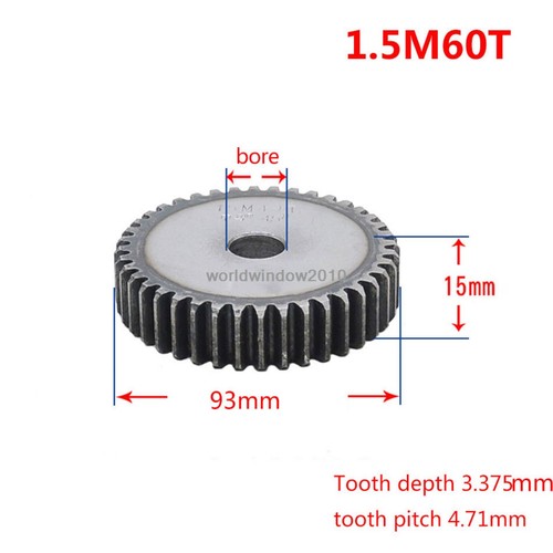 45# Ingranaggio a Spurone Acciaio 1.5M12T-60T Metal Mod 1.5 Pignone Ingranaggio 12-60 Denti Moter Gear - Foto 61 di 61