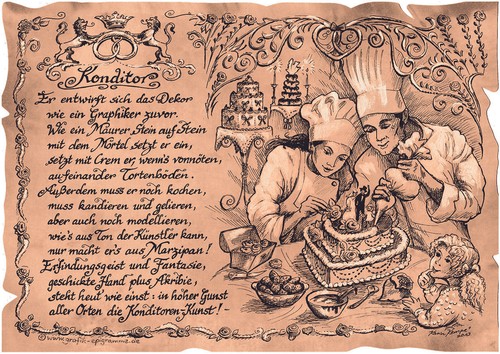 Berufsbild Zunftbild Geschenk Karte Deko Konditor Bäcker - Bild 2 von 4