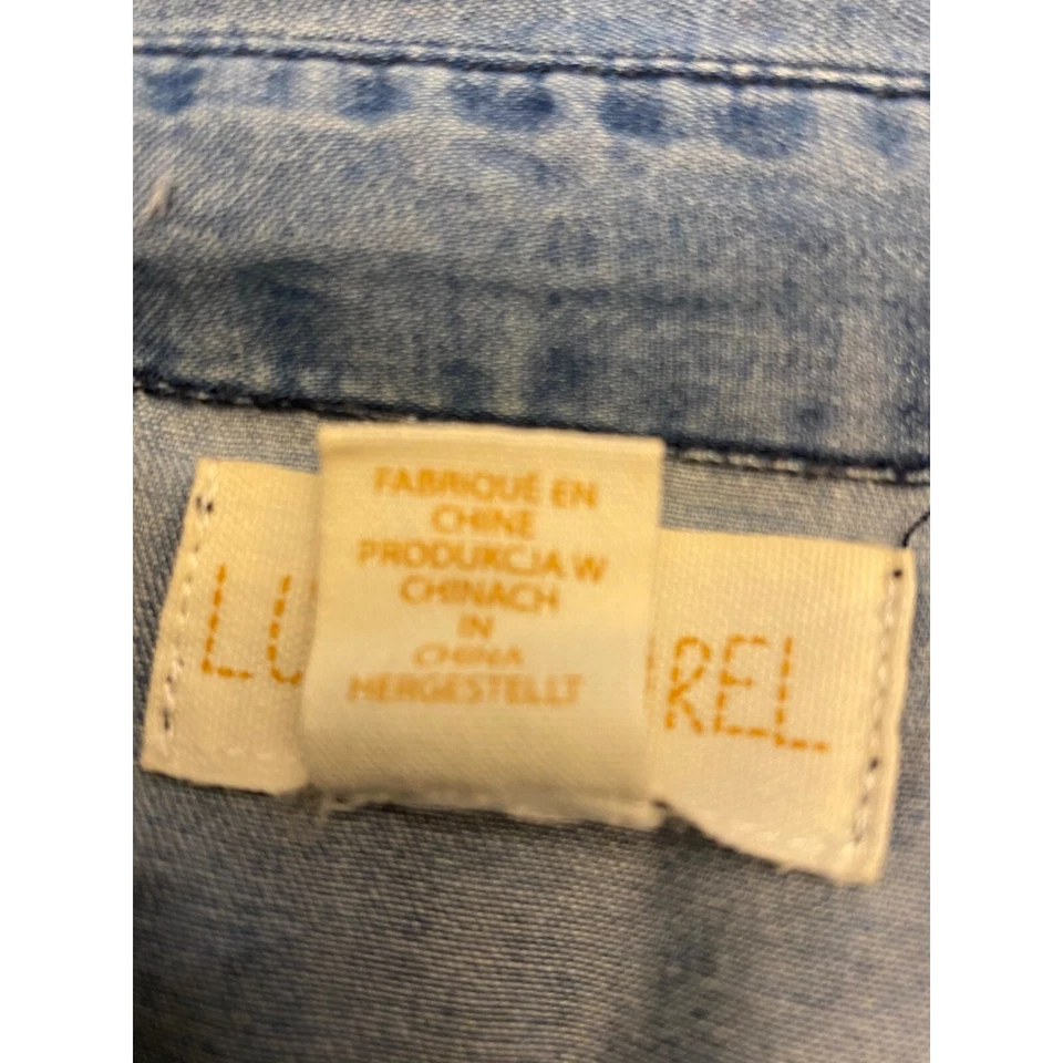 Lucy & Laurel Women's Blue XL Shirt Chambray Popover Top Y2K Casual Comfy Work - Image 4 of 4