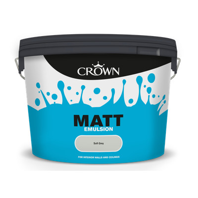 Crown Soft Grey Non Breath Matt Emulsion Paint 10l For Walls Ceilings 5010131576362 Ebay