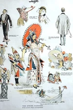 Spring Fashions From Paris 1891 LADIES and MENS Matted Judge Cartoon Print