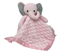 PRO GOLEEM Pink Elephant Minky Dot Lovey Plush Satin Trim Security Blanket EUC