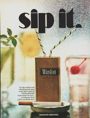 Vintage 1968 Winston Menthol Cigarettes For The Coolest Taste Ever  Advertisement