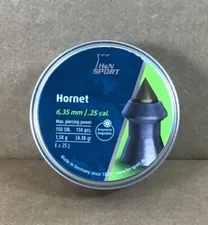 H and N Hornet Pointed Airgun Pellets .25 CAL. TINS OF 150 - C17