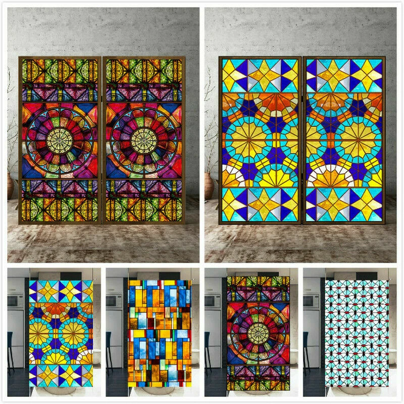 Películas autoadhesivas para ventanas capilla translúcida vitral pegatina decoración moderna Foto 2 de 4