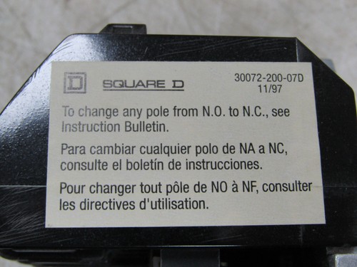 💥CONTACTOR DE ILUMINACIÓN CUADRADO D 20 AMP 600 VAC 4 POLOS BOBINA 110/120V 8903L040 - Imagen 9 de 9