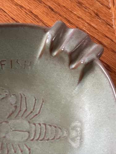 Vintage Green 458 Frankoma Pottery Louisiana Crawfish Ashtray VERY NICE - Picture 7 of 18