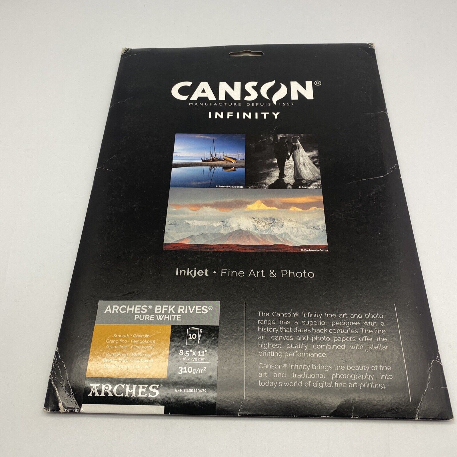 Canson Infinity ARCHES BFK RIVES White Matte Inkjet Paper, 8.5x11",10 Sheets