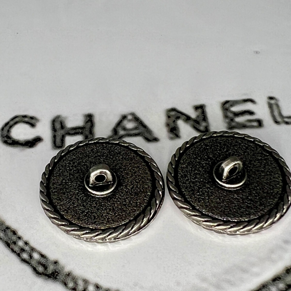 CHANEL CC Lot Set 2 Button Buttons Ø 20 mm Steel Vintage Designer 