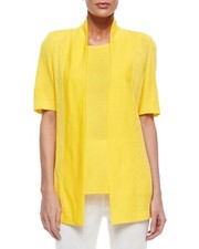 Nwt Misook Bright Yellow Twinset (short Sleeve Cardigan/sleeveless Top)
