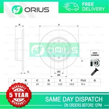 2x Brake Disc Rear Orius Fits Audi Q2 2016-2024 Seat Ateca 2016-2024