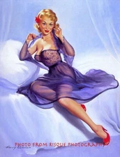 Sexy Woman in Violet Negligee Pinup 8.5x11" Photo Print Sexy Female Harry Ekman