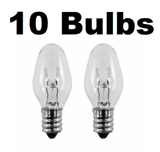 7 Watt C7 Night Light 130 Volt Clear E12 Candelabra Base 10 BULBS