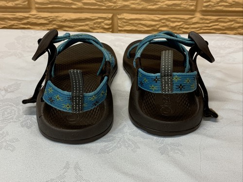 CHACO Girls Youth Waterproof Sport Sandals Blue Star Aqua Size 1, Adjustable, VG - 第 4/7 張圖片