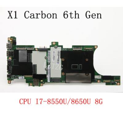 For Lenovo Thinkpad X1 Carbon 6th Gen Motherboard CPU I7-8550U/8650U 8GB 01YR209