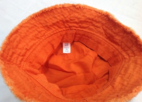 boys Gap distressed khaki orange bucket sun beach hat surf surfing patch M L 4 5 - Picture 3 of 4